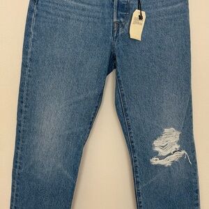Levi's Men's Straight Blue Jeans with Distressed Detail